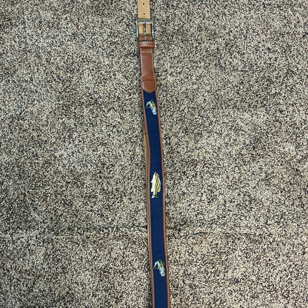 Fish Embroidered Hand-stitched Needlepoint Belt
